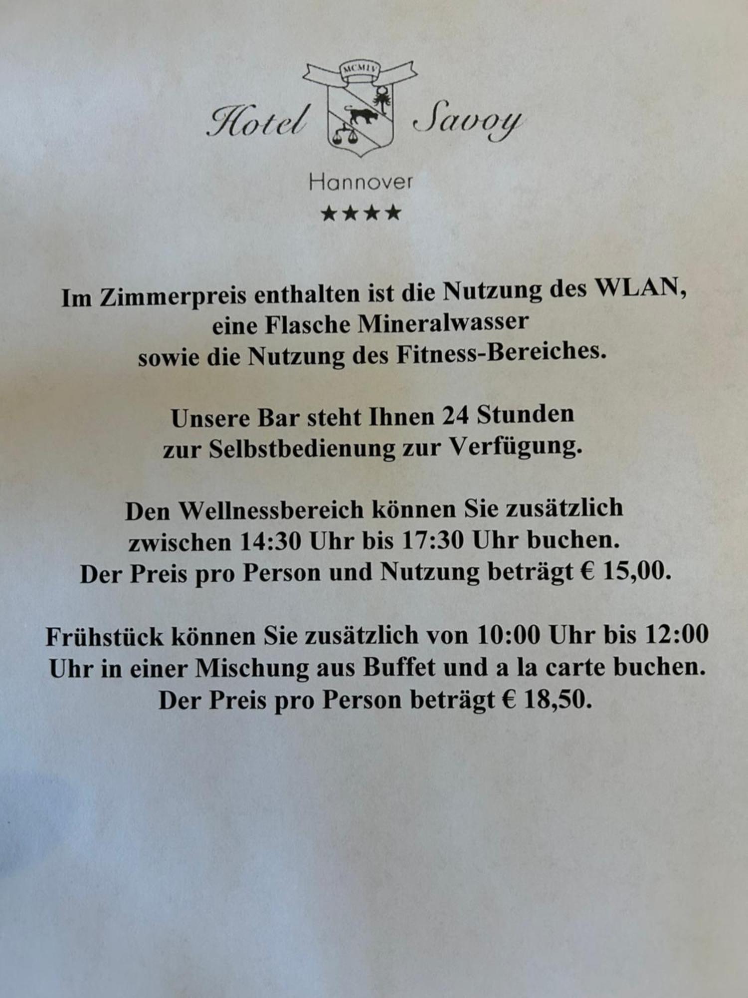 Hotel Savoy Hannover Dış mekan fotoğraf